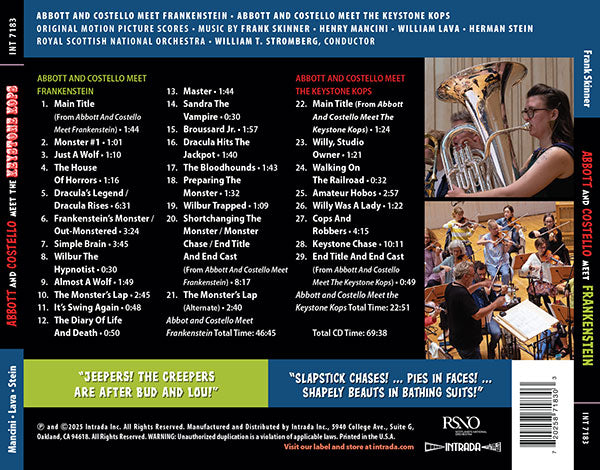 Abbott And Costello Meet Frankenstein / Abbott And Costello Meet The Keystone Cops Soundtrack (Intrada) (CD)